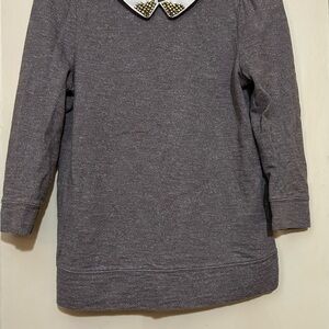 Gray Shirt with Embellished Collar